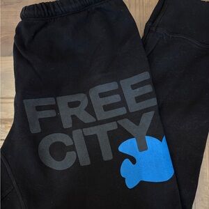 Freecity Black Joggers with Blue Logo